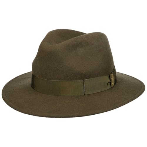 Borsalino Piemonte Traveller Wollhut Wollfilzhut Filzhut Damen/Herren - Made in Italy mit Ripsband, Ripsband Winter Herbst-Winter - 60 cm dunkeloliv von Borsalino