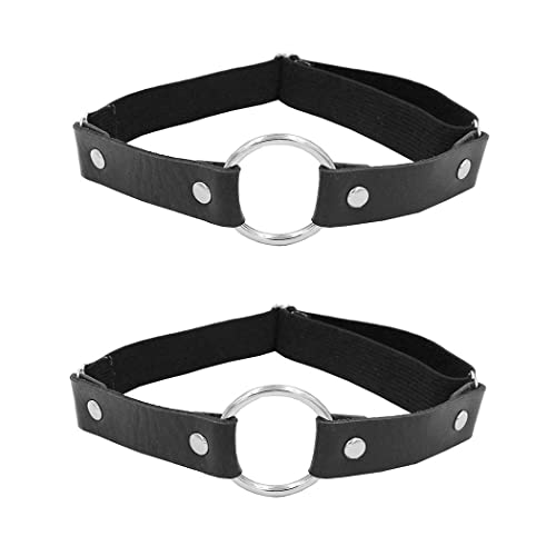 Borsgye 2 Stück Leder Strumpfband Oberschenkel Ring Harness Suspender Gothic Strapsbänder Bein Ring Geschirr Verstellbares Gummiband Punk PU Beingeschirr Gürtel - Kreis Beinring von Borsgye