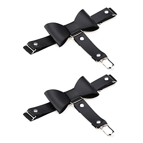 Borsgye 2 Stück Leder Strumpfband Oberschenkel Ring Harness Suspender Gothic Strapsbänder Bein Ring Geschirr Verstellbares Gummiband Punk PU Beingeschirr Gürtel mit Metall Clip -Schmetterlings Knoten von Borsgye