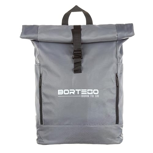 Bortego - Laptop Rucksack 15,6 - Wasserdichter Anti-Diebstahl Rucksack, Ideal als Rucksack Schule und Reise, Rolltop Design für Jugendliche, Vielseitiger Daypack für Damen und Herren Grau von Bortego