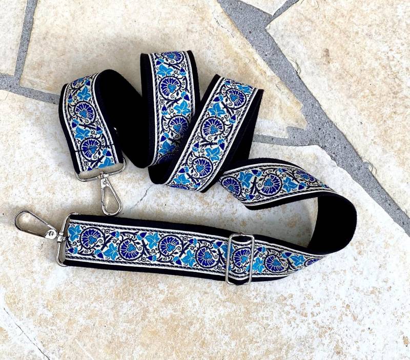 Taschengurt Taschenriemen Crossbody Verstellbarer Ersatzgurt Blautöne von Bortenzauber