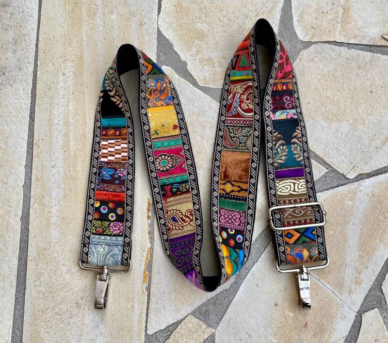 Taschengurt Verstellbarer Ersatzriemen Crossbody Boho Patchwork von Bortenzauber