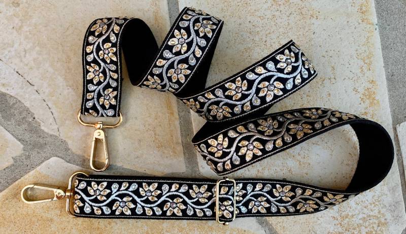 Verstellbarer Taschengurt Ersatzriemen Crossbody Boho Handbestickt von Bortenzauber