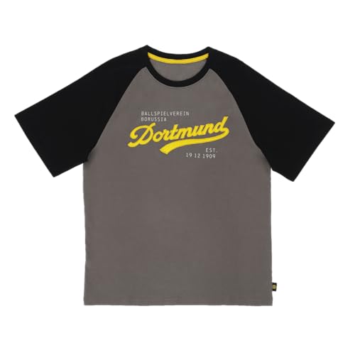 BVB Borussia Dortmund Herren Explorer Schwarzgrau mit Frontprint T-Shirt, Schwarz, XXL von BVB Borussia Dortmund
