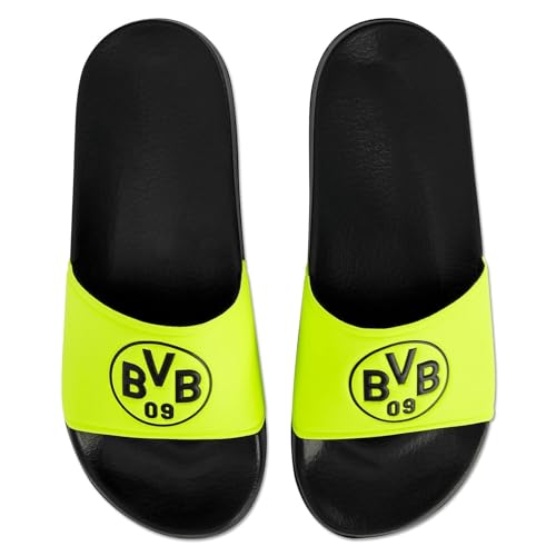 Borussia Dortmund BVB Neon Badeschlappen Slides Badelatschen (black/neon, EU Schuhgrößensystem, Erwachsene, Numerisch (von/bis), M, 39, 40) von Borussia Dortmund