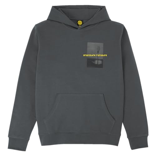 Borussia Dortmund Herren BVB Nostalgie Hoodie Anthrazit Kapuzenpullover, Anthrazit, S EU von Borussia Dortmund