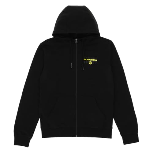 Borussia Dortmund Herren BVB Sweatjacke Black & Neon, 100% Baumwolle, Nachhaltig Strickjacke, Schwarz, XL von Borussia Dortmund
