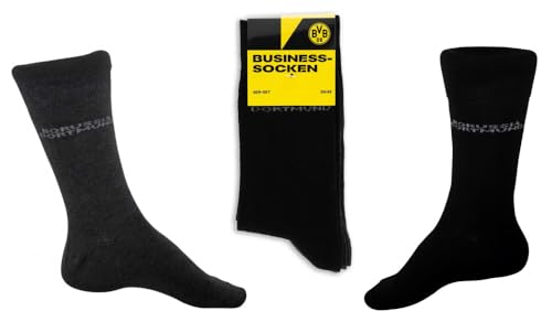 Borussia Dortmund Unisex Business 4er Set schwarz|grau Strumpf BVB 09 Socken, Mehrfarbig, 43-46 von Borussia Dortmund