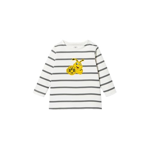 Borussia Dortmund Unisex Kinder Langarm Kleinkinder, Grau-Weiß Gestreift, Emma-Design mit BVB-Logo, Bio-Baumwolle T-Shirt, 74-80 Borussia Dortmund Unisex Kinder Langarm Kleinkinder, Grau-Weiß Gestreift, Emma-Design mit BVB-Logo, Bio-Baumwolle T-Shirt, 74-80 von Borussia Dortmund