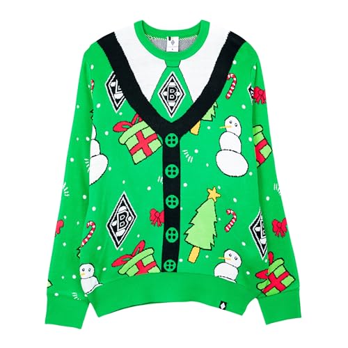 Borussia Mönchengladbach Ugly Sweater X-Mas 2024" | Offizieller Fanartikel Fohlenshop | Weihnachtspullover für Gladbachfans Unisex (DE/NL/SE/PL, Alphanumerisch, 3XL, 4XL, Regular, Regular, Grün) von Borussia Mönchengladbach