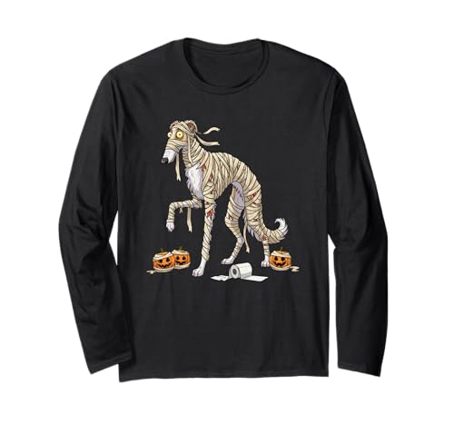 Lustiger Borsoi Mummy Kürbis Halloween Kinder Herren Damen Langarmshirt von Borzoi Lovers Cute Halloween Outfits for Boy Girl