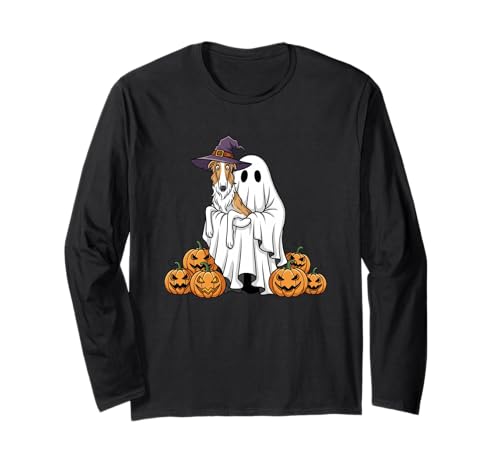 Lustiger Geist Borsoi Kürbis Halloween Kinder Herren Damen Langarmshirt von Borzoi Lovers Cute Halloween Outfits for Boy Girl