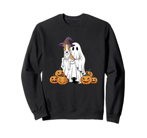 Lustiger Geist Borsoi Kürbis Halloween Kinder Herren Damen Sweatshirt von Borzoi Lovers Cute Halloween Outfits for Boy Girl