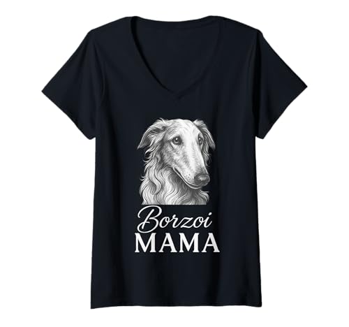 Damen Borsoi Mama T-Shirt mit V-Ausschnitt von Borzoi Mom