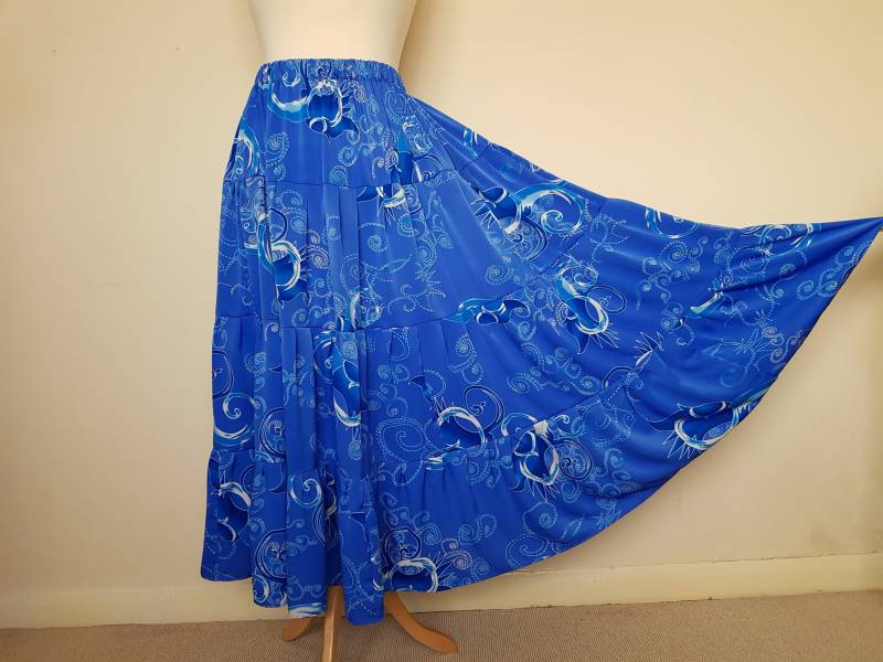 Langer Rock Für Frauen Blauer Hippie Bekleidung Boho Maxi Röcke Bauernrock Kleidung Rock von BosaHandmade
