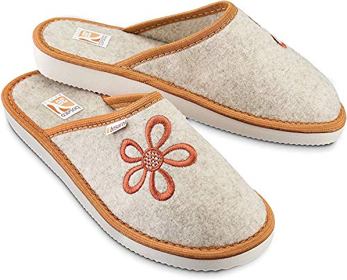 Bosaco Damen Filzpantoffeln Filz Hausschuhe Damen Pantoffeln mit Eva-Sohle bek (Mandarine, numeric_39) von Bosaco