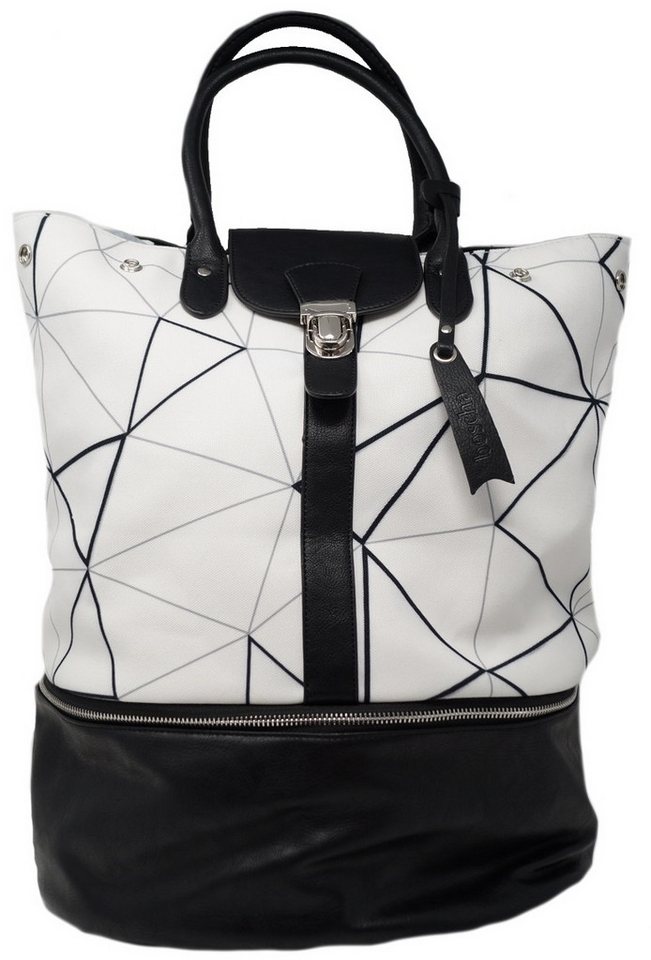 Boscha Handtasche BO-1189-EM, Travelbag mit abnehmbaren Boden, Zick Zack Muster von Boscha