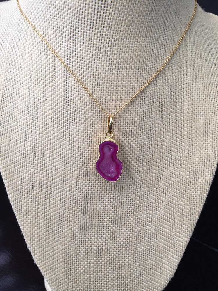 Kristall Halskette Gold Druzy Boho Weihnachtsgeschenk Stressabbau Rohstein Jeden Tag Lang von Boshar