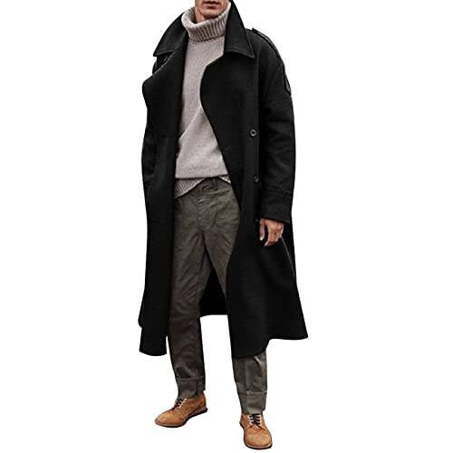 Herren Mantel Lang Jacke Revers Trenchcoat Vintage Windbreaker Casual Parka Outwear Cardigan Männer Übergangsjacke Klassischer Herrenmantel Wintermantel von Boshivw