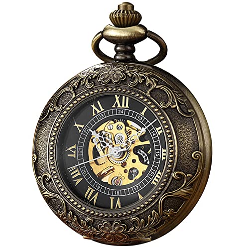 Mechanische Taschenuhr, selbstaufziehend, modischer Anhänger, Retro-Stil, hohl, Unisex, automatische mechanische Taschenuhr, Geschenk von Whodoit