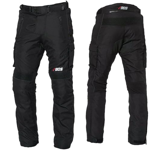 Motorrad Textil Hose Wasserdichte Textilhose Thermofutter CE Protektoren Hose Motorradhose Herren mit Protektoren Textil Cargohose Cargo (DE/NL/SE/PL, Alphanumerisch, L, Regular, Regular, BLACK) von BOSmoto
