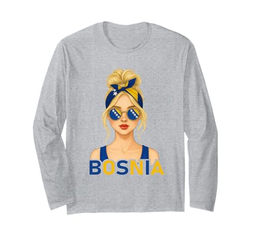 Blond Bosnian Girl Bosnia Flag Bosnian Girlfriend Wife Langarmshirt Blond Bosnian Girl Bosnia Flag Bosnian Girlfriend Wife Langarmshirt von Bosnian Girl Designs Blond And Brunette