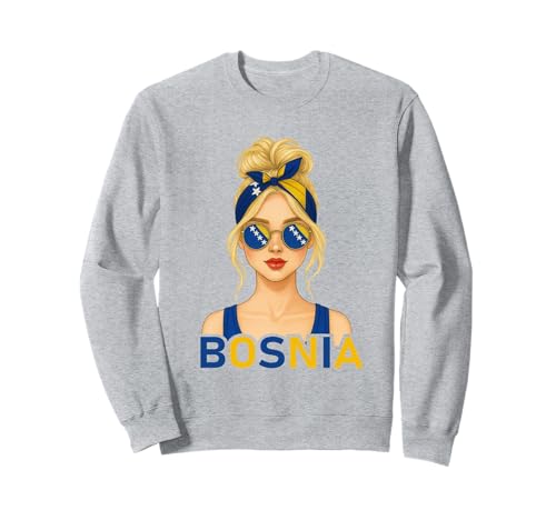 Blond Bosnian Girl Bosnia Flag Bosnian Girlfriend Wife Sweatshirt Blond Bosnian Girl Bosnia Flag Bosnian Girlfriend Wife Sweatshirt von Bosnian Girl Designs Blond And Brunette