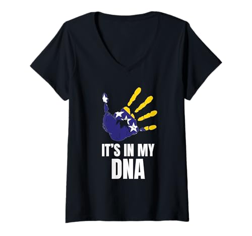 Damen Bosnien It's In My DNA Balkan Heritage Pride T-Shirt mit V-Ausschnitt von Bosnian Roots Family Ancestry