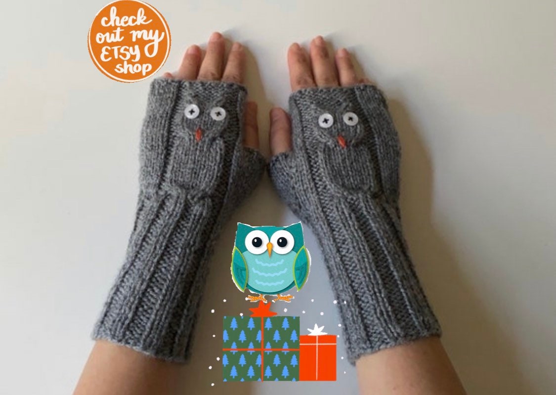 Armstulpen, Fingerlose Handschuhe, Eulen Frauen Winter Accessoires, Boho Hippie Handschuhe von BosphorusKnits