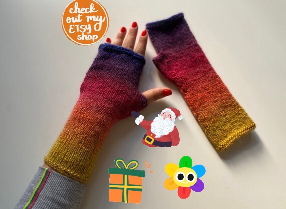 Armstulpen, Winterhandschuhe, Fäustlinge, Fingerlose Handschuhe, Bunte Frauen Fingerlose, Winter-Accessoires, Boho-Handschuhe, Hippie-Handschuhe von BosphorusKnits