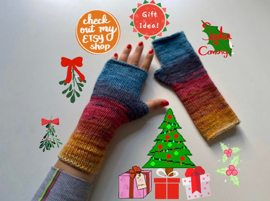 Bunte Handschuhe, Fingerlose Armstulpen, Frauen Fingerlos, Fäustlinge, Winterhandschuhe, Winteraccessoires, Boho-Handschuhe, Hippie-Handschuhe von BosphorusKnits