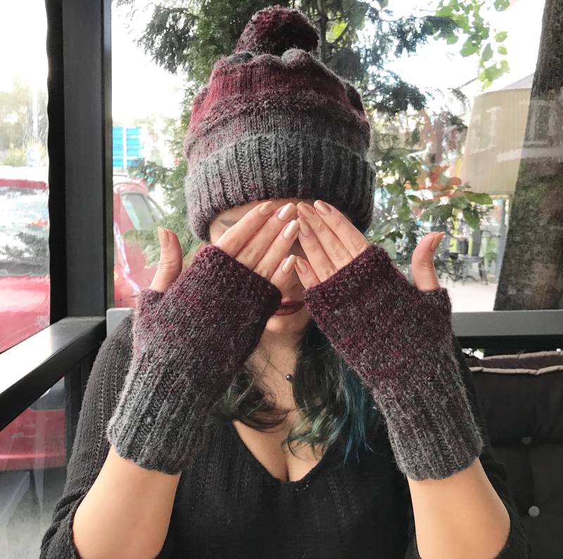 Wollmütze Und Armstulpen Set Ombre Strickmütze von BosphorusKnits