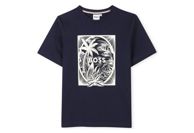 Boss Kidswear Print-Shirt BOSS Kidswear T-Shirt Navy-blau mit lässigem Sommer-Print und Logo von Boss Kidswear