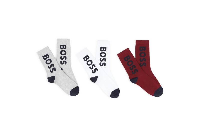 Boss Kidswear Socken BOSS Kidswear 3er-Pack-Socken grau weiß dunkelrot Logo von Boss Kidswear