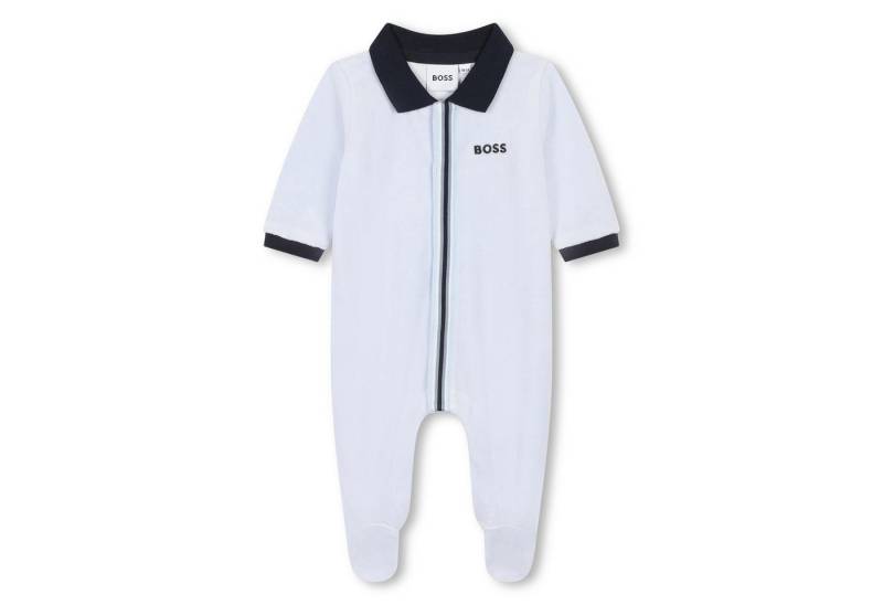 Boss Kidswear Strampler BOSS Baby Velours-Pyjama himmelblau mit schwarzem Polokragen von Boss Kidswear