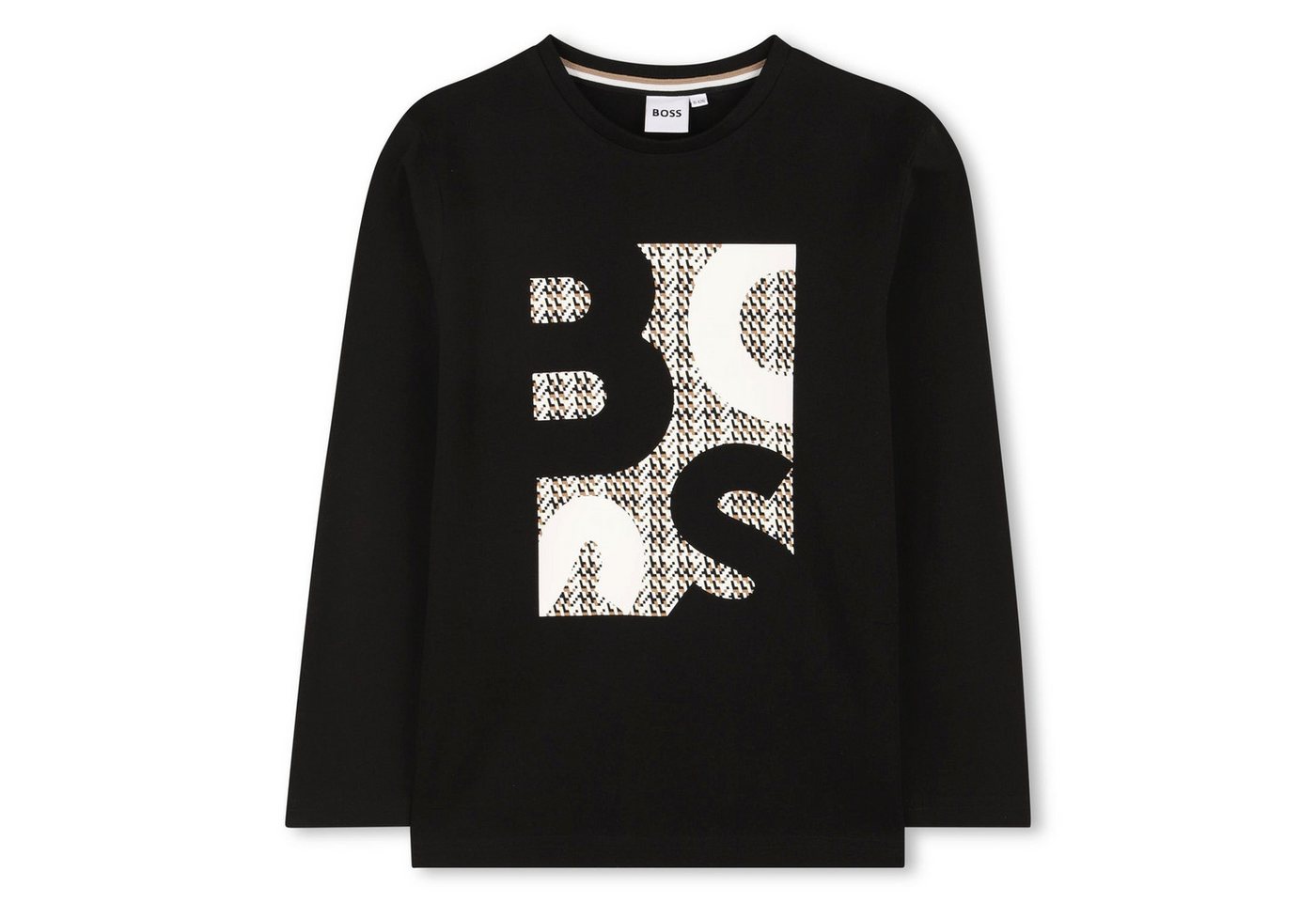 Boss Kidswear T-Shirt BOSS Kidswear Langarmshirt Schwarz mit Print Mini Me Style von Boss Kidswear