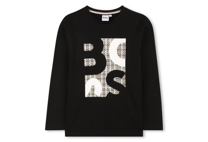 Boss Kidswear T-Shirt BOSS Kidswear Langarmshirt Schwarz mit Print Mini Me Style von Boss Kidswear