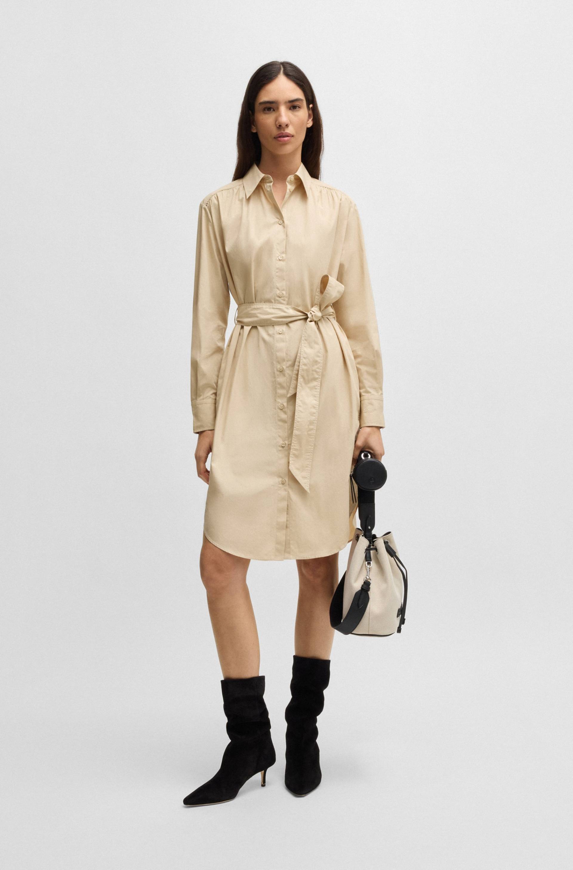 BOSS ORANGE Blusenkleid "Delegant Premium Damenmode" Eingrifftaschen mit Taillengürtel von Boss Orange