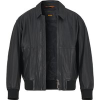 BOSS Orange Herren Lederjacke Schwarz unifarben von Boss Orange