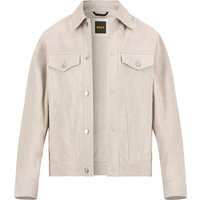 BOSS Orange Herren Lederjacke grau unifarben von Boss Orange