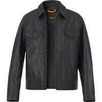 BOSS Orange Herren Lederjacke Schwarz unifarben von Boss Orange
