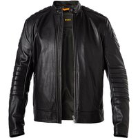 BOSS Orange Herren Lederjacke schwarz Lammleder unifarben von Boss Orange