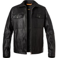 BOSS Orange Herren Lederjacke schwarz Ziegenleder unifarben von Boss Orange