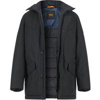 BOSS Orange Herren Parka schwarz Mikrofaser unifarben von Boss Orange