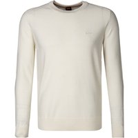 BOSS Orange Herren Pullover weiß Schurwolle unifarben von Boss Orange