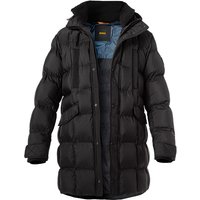 BOSS Orange Herren Parka Schwarz Mikrofaser unifarben von Boss Orange