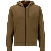 BOSS Orange Herren Sweatjacke grün Baumwolle unifarben von Boss Orange