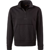 BOSS Orange Herren Troyer Schwarz Baumwolle unifarben von Boss Orange
