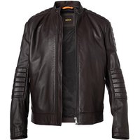 BOSS Orange Herren Lederjacke braun Lammleder unifarben von Boss Orange