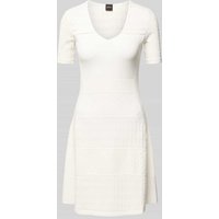 BOSS Orange Knielanges Kleid mit V-Ausschnitt Modell 'Fuart' in Offwhite, Größe XS von Boss Orange